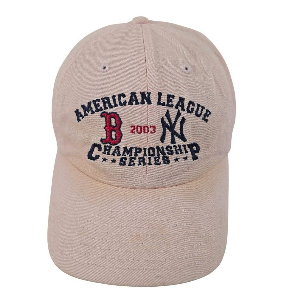 2003 American League Championship Pink Baseball Cap Hat Red Sox Yankees Cotton